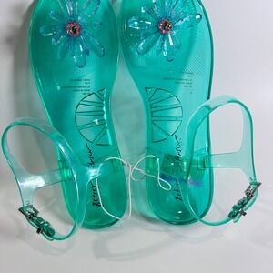 NEW Betsey Johnson Sarai Turquoise‎ Jelly Flower Sandals Size 9M Womens